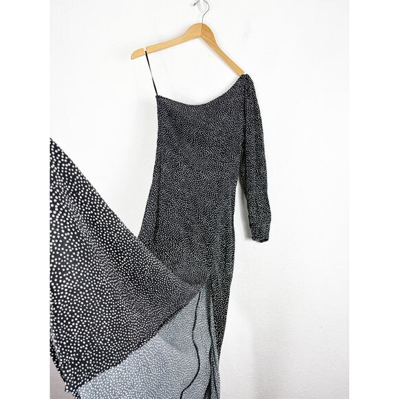 Free People Blake One Shoulder Maxi Dress Size 4 Polka Dot Aline Cocktail - Picture 10 of 13